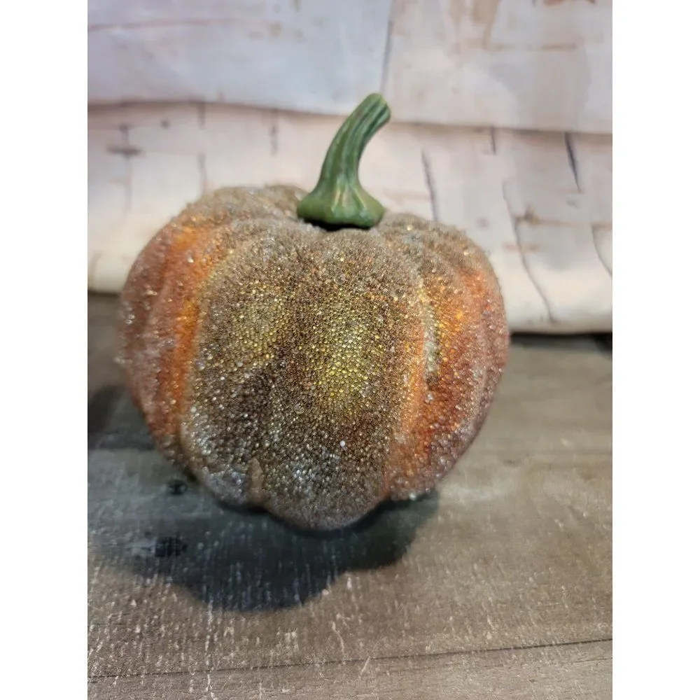 Shiny dark orange pumpkin Halloween fall‎ Decor figure Harvest